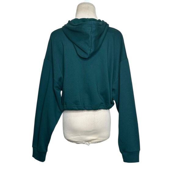 ZARA green long sleeves cropped hoodie sweatshirt size Medium - Picture 2 of 13